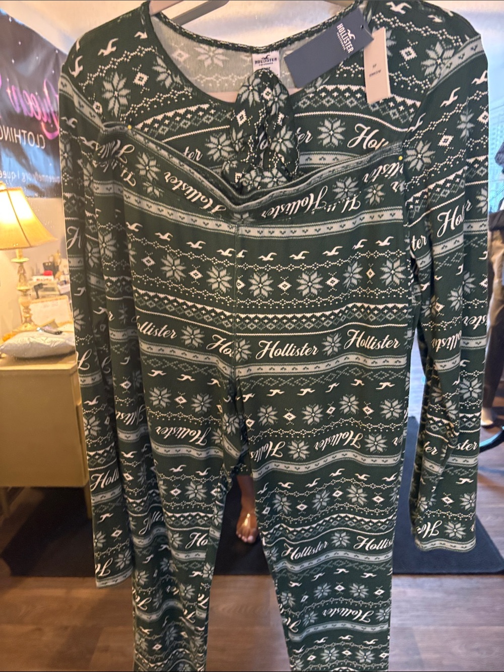 Hollister Kids Green Fair Isle Pajama Set